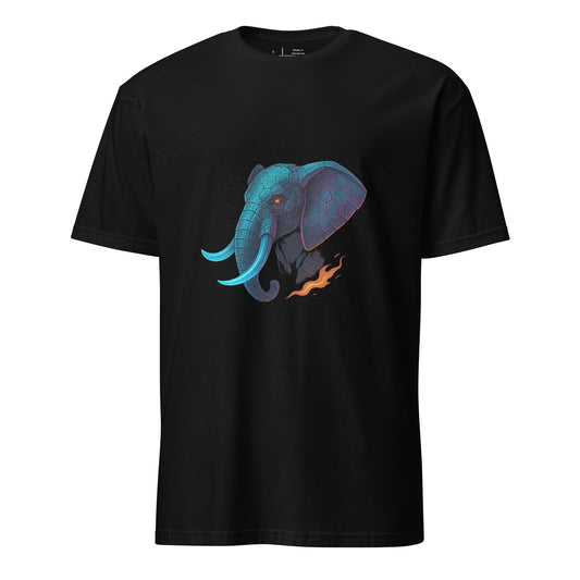 Cyber Elephant – Futuristic Tech Jungle - Short-Sleeve Unisex T-Shirt - Graphic Tee - Black - Front