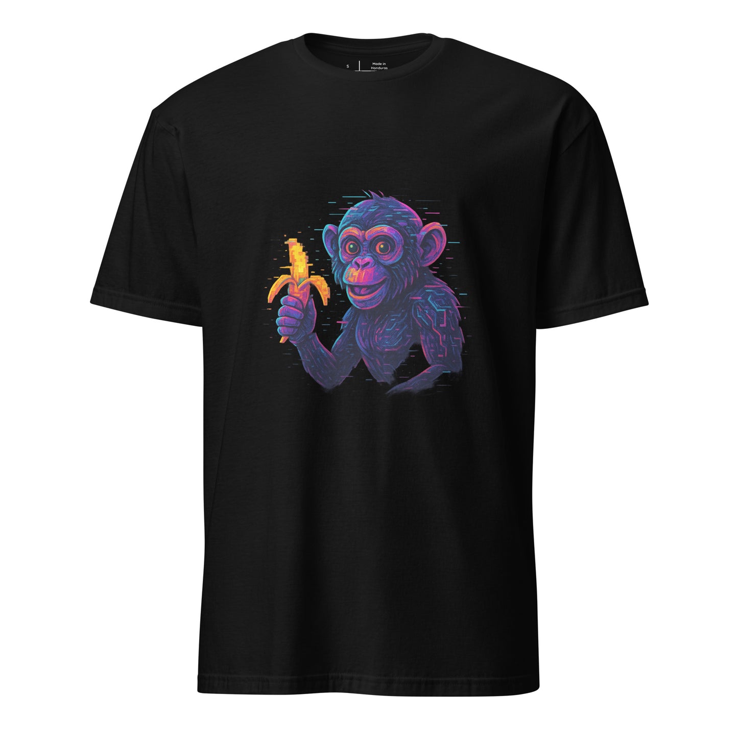 Cyber Monkey – Futuristic Primate - Short-Sleeve Unisex T-Shirt - Graphic Tee - Black - Front