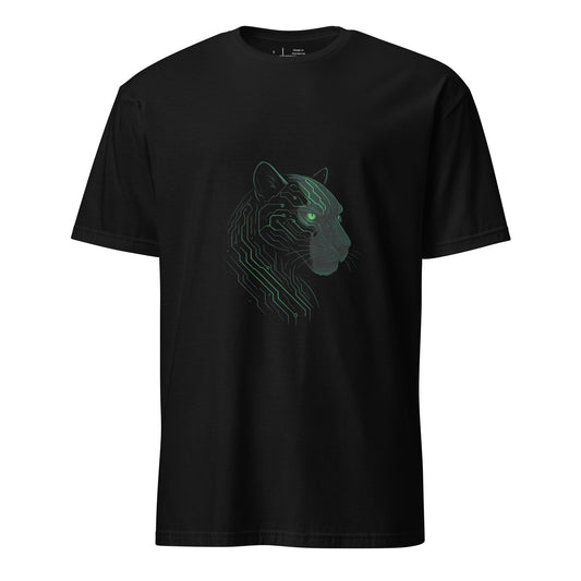 The Circuit Panther – Shadow & Circuitry - Short-Sleeve Unisex T-Shirt - Graphic Tee - Black - Front 