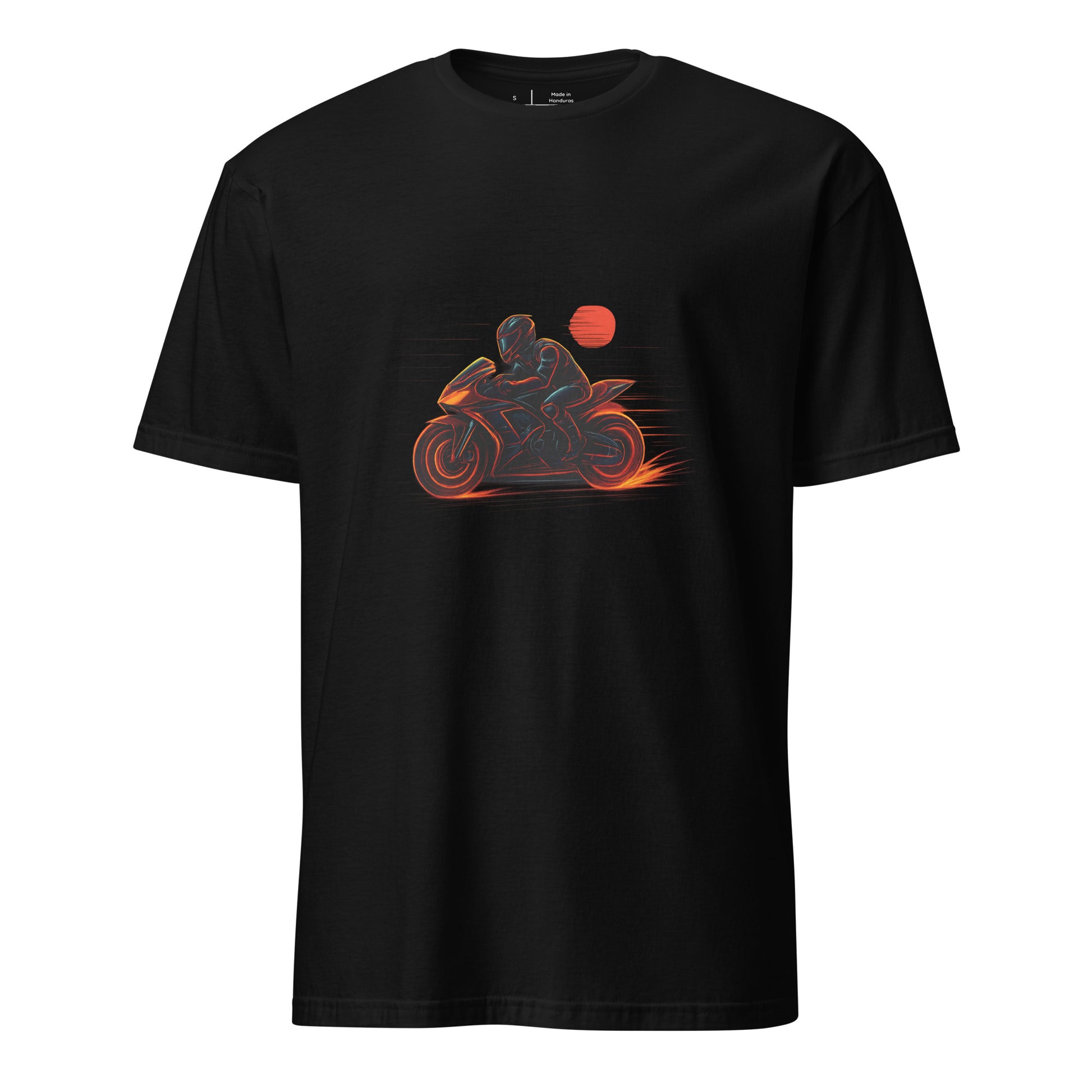 Neon Rider – Blaze Through the Digital Highway - Short-Sleeve Unisex T-Shirt - Graphic Tee - Black - Front