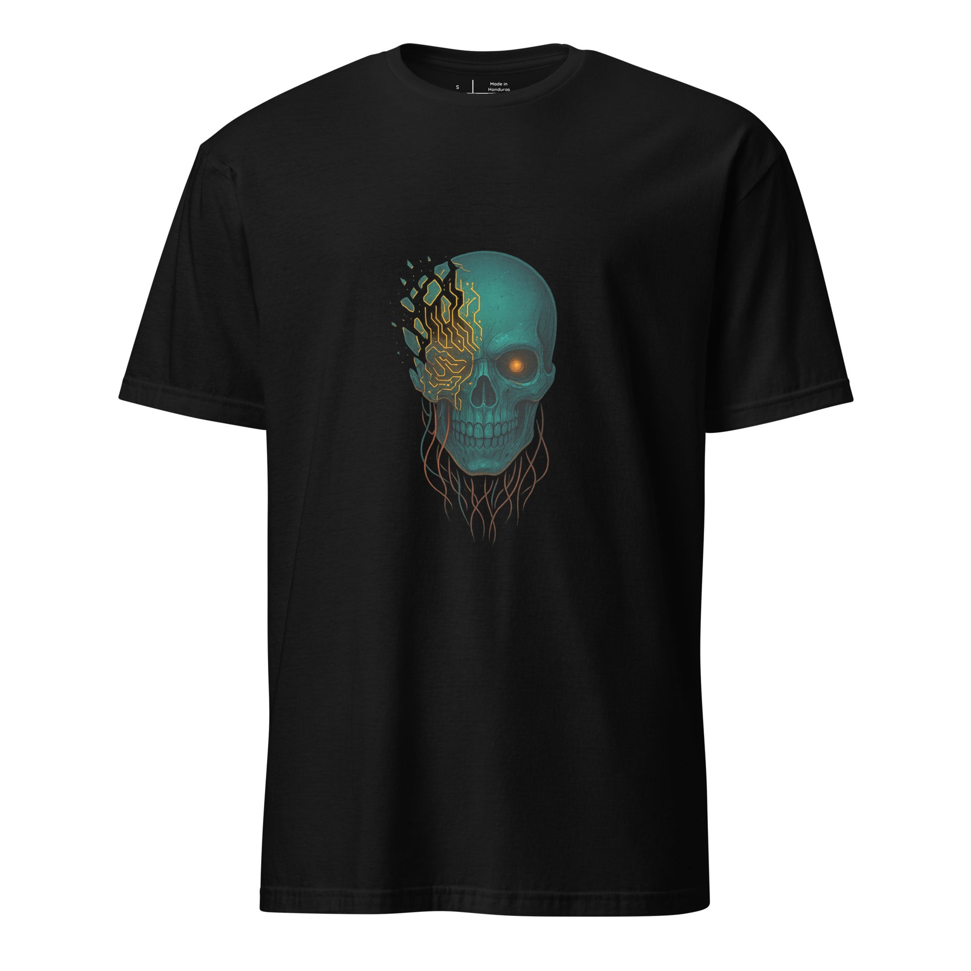 Astral Hacker Skull – Circuit Fractured - Short-Sleeve Unisex T-Shirt - Graphic Tee - Black - Front