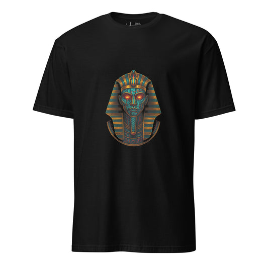 Neon Pharaoh – Cyber King - Short-Sleeve Unisex T-Shirt - Graphic Tee - Black - Front