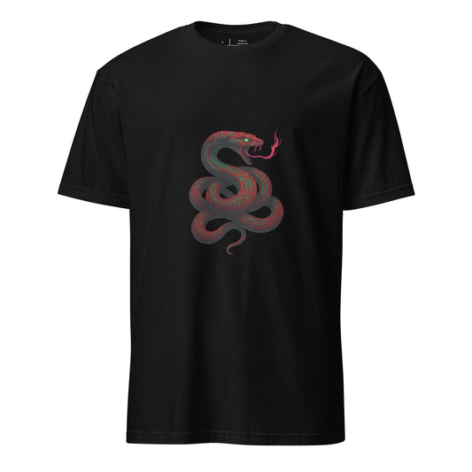 Circuit Serpent – Neon Tech Snake - Short-Sleeve Unisex T-Shirt - Graphic Tee - Black - Front