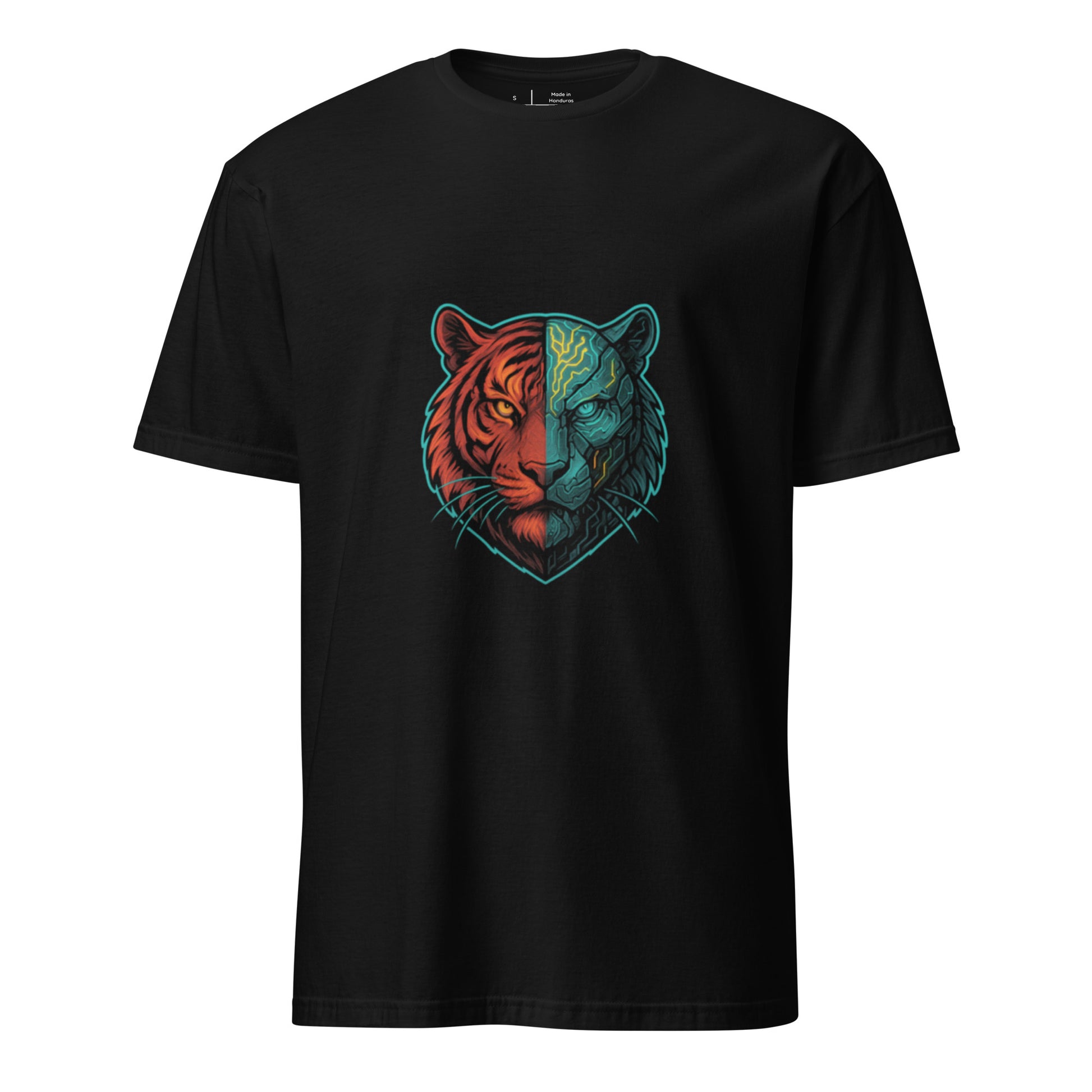 Neural Tiger – Half Beast, Half Machine - Short-Sleeve Unisex T-Shirt - Graphic Tee - Black - Front