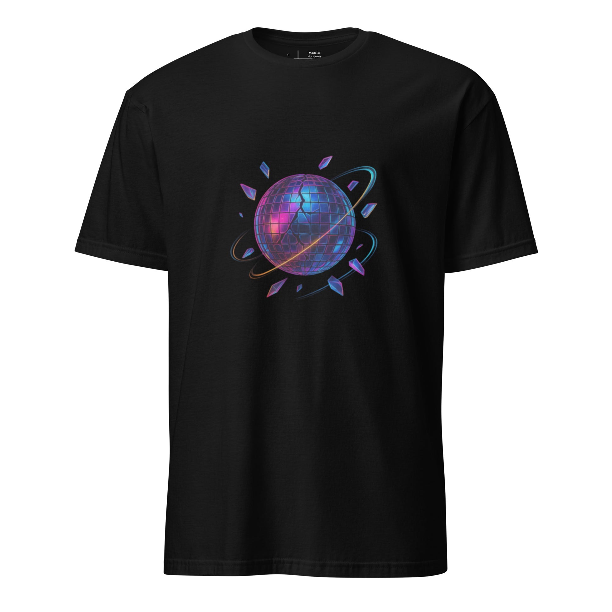 Cyber Disco Ball – Neon Party Revolution - Short-Sleeve Unisex T-Shirt - Graphic Tee - Black - Front