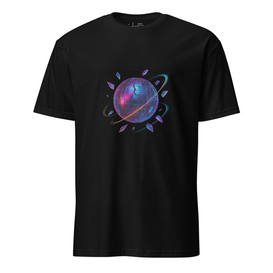Cyber Disco Ball – Neon Party Revolution - Short-Sleeve Unisex T-Shirt - Graphic Tee - Black - Front
