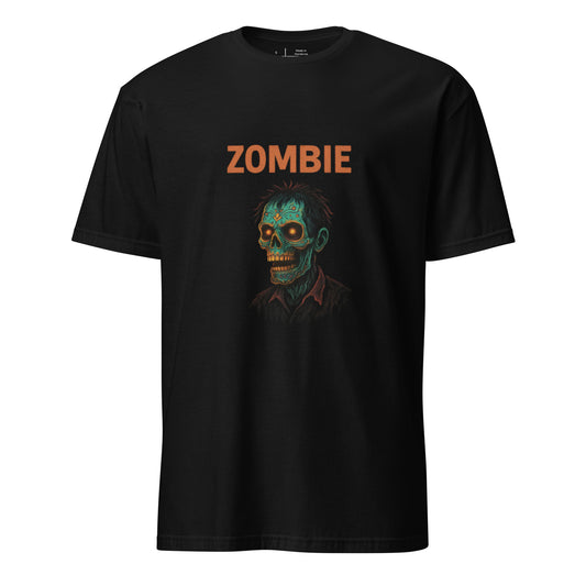 Classic Neon Zombie – Undead Glow Horror - Short-Sleeve Unisex T-Shirt - Graphic Tee - Black - Front 