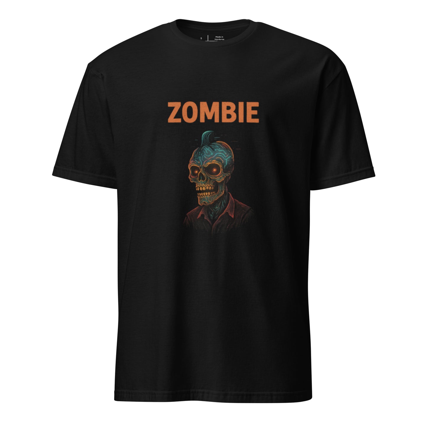 Neon Zombie – Retro Horror Glow - Short-Sleeve Unisex T-Shirt - Graphic Tee - Black - Front