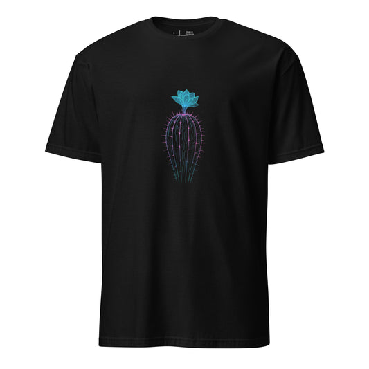 Futuristic Cactus – Neon Bloom - Short-Sleeve Unisex T-Shirt - Graphic Tee - Black - Front