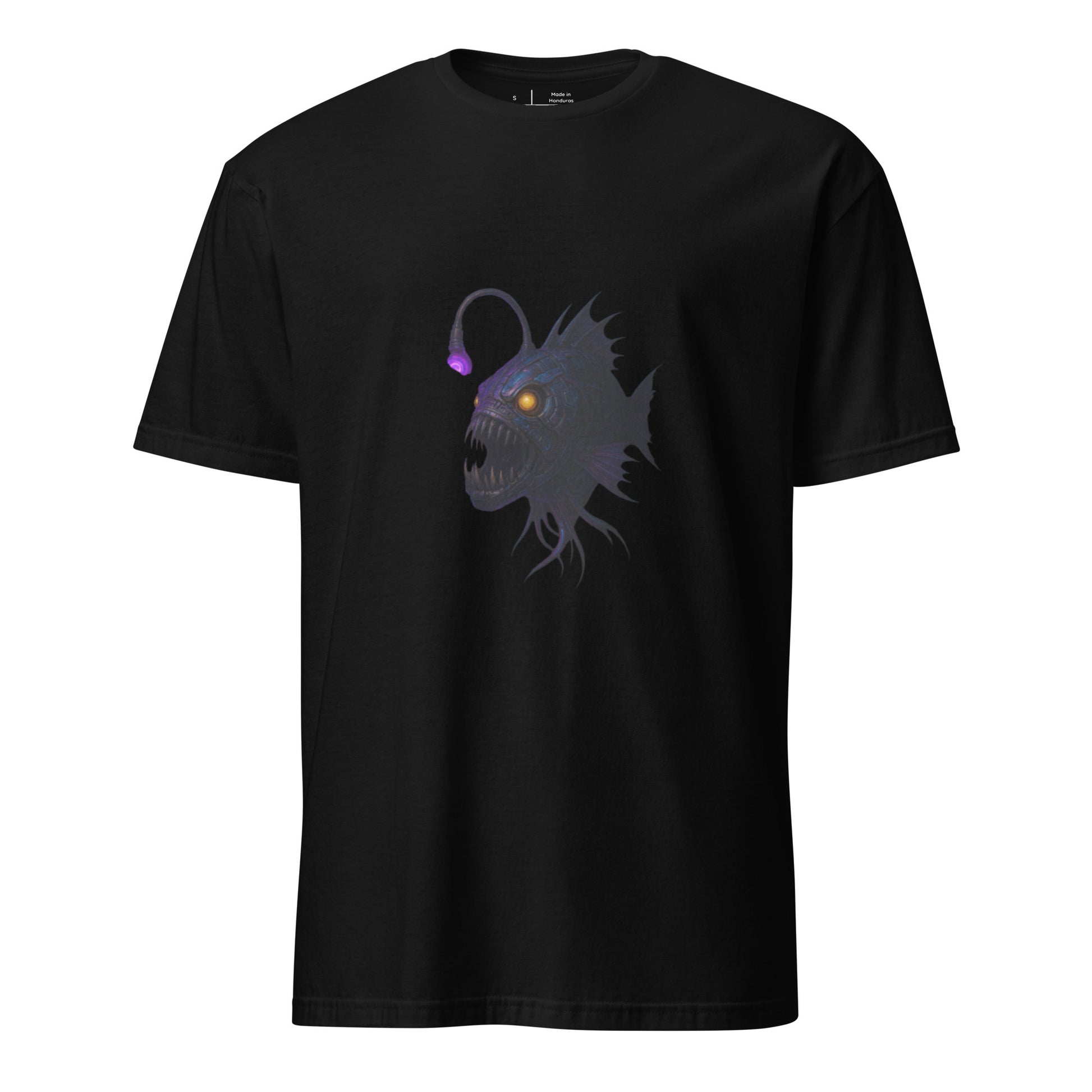 Cyber Angler Fish – Deep Sea Nightmare - Short-Sleeve Unisex T-Shirt - Graphic Tee - Black - Front