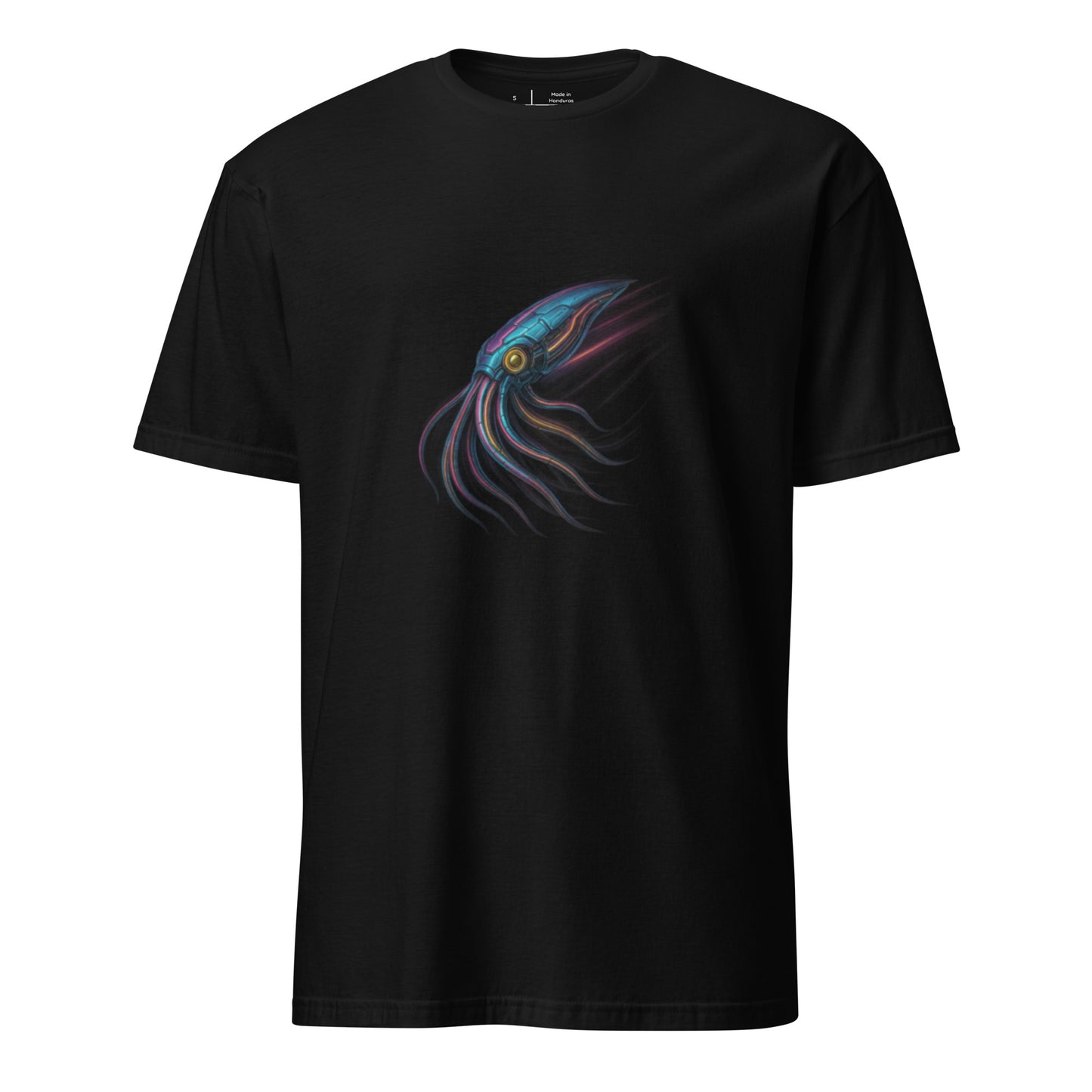  Cyber Squid – Deep Tech Glow - Short-Sleeve Unisex T-Shirt - Graphic Tee - Black - Front