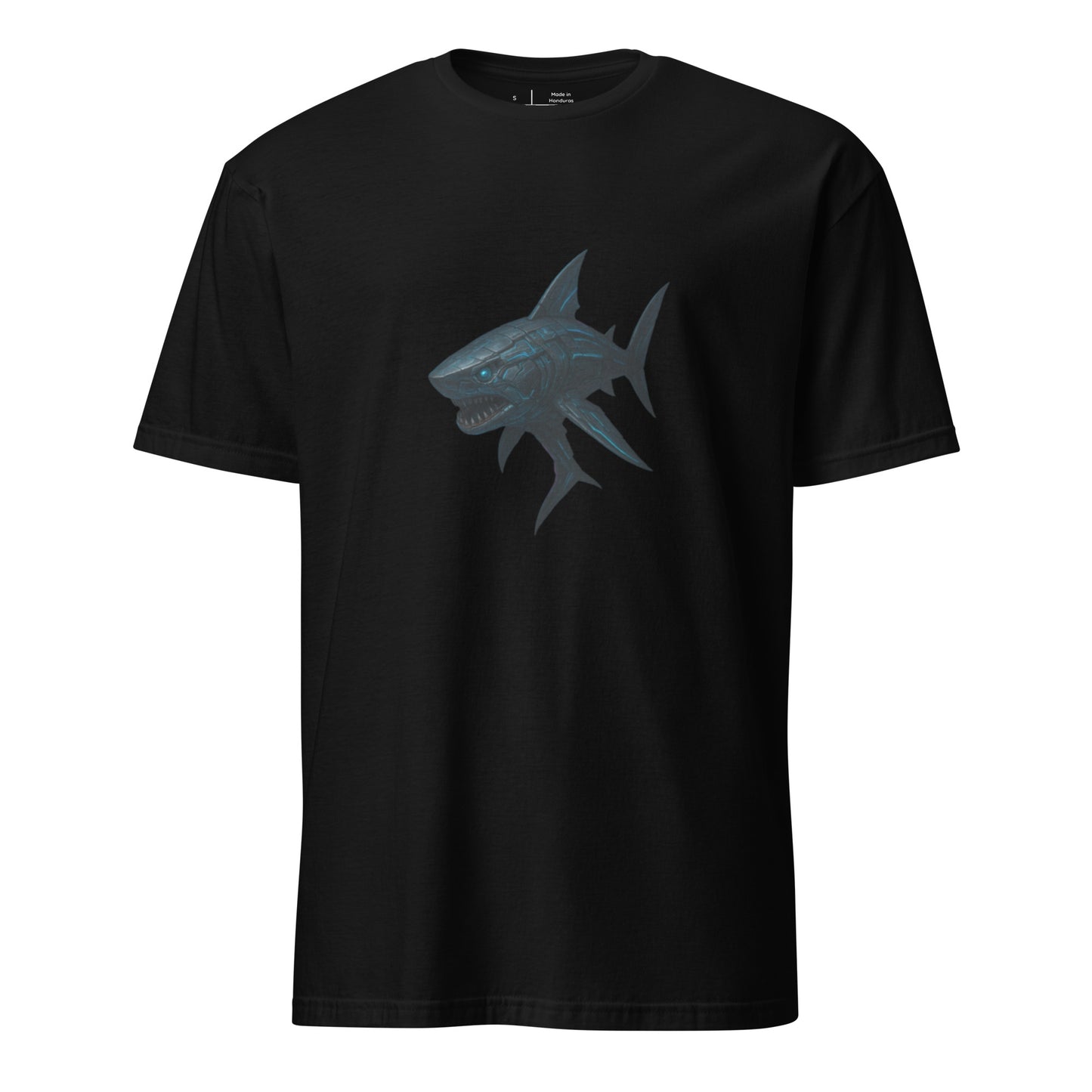 Cyber Shark – Futuristic Ocean Predator - Short-Sleeve Unisex T-Shirt - Graphic Tee - Black - Front