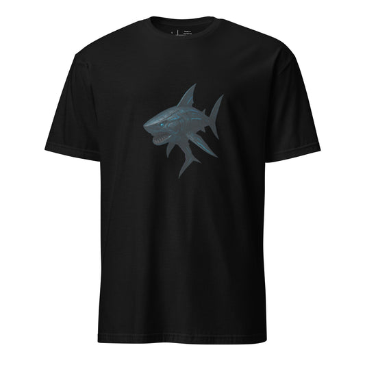 Cyber Shark – Futuristic Ocean Predator - Short-Sleeve Unisex T-Shirt - Graphic Tee - Black - Front