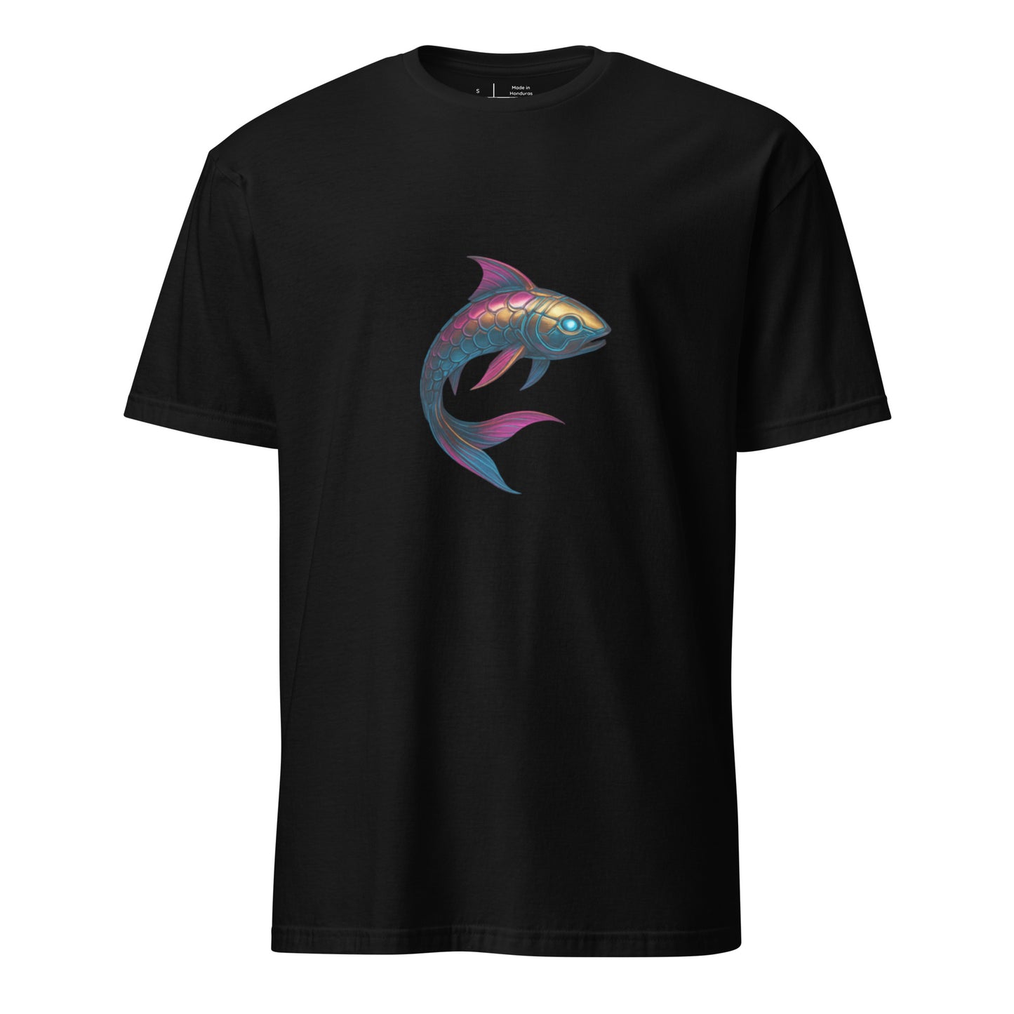 Cyber Koi – Serenity Meets Circuitry - Short-Sleeve Unisex T-Shirt - Graphic Tee - Black - Front