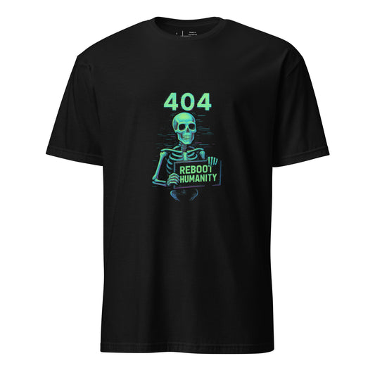 404: Costume Not Found – Glitched Skeleton - Short-Sleeve Unisex T-Shirt - Graphic Tee - Black - Front