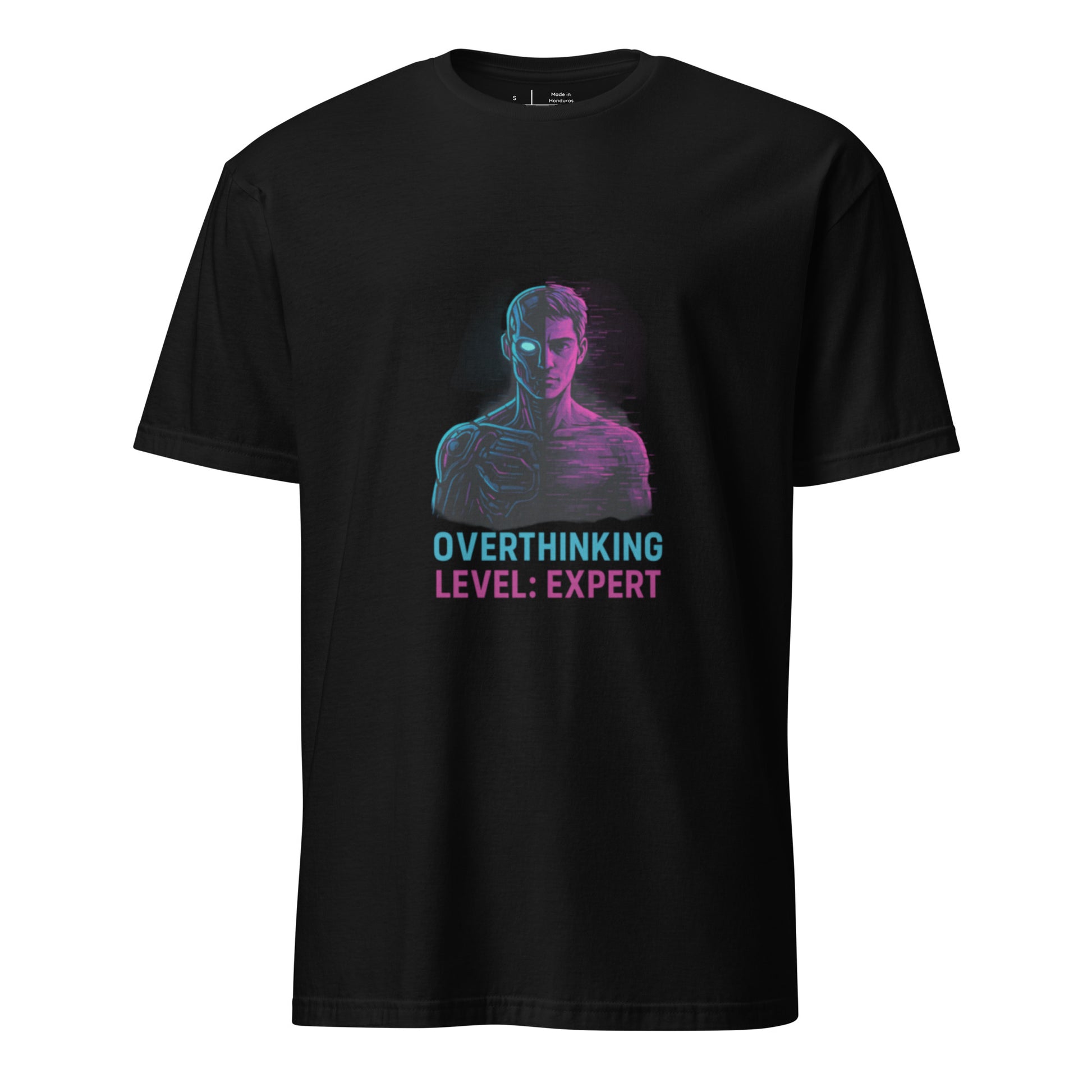 Glitch Mode: Activated – Cyber-Human Split Reality - Short-Sleeve Unisex T-Shirt - Graphic Tee - Black - Front