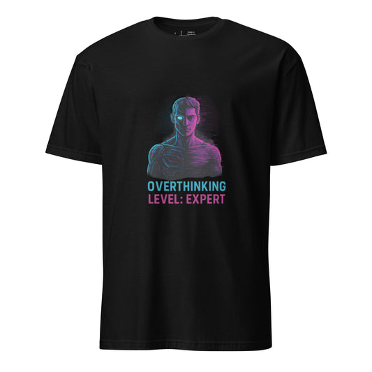 Glitch Mode: Activated – Cyber-Human Split Reality - Short-Sleeve Unisex T-Shirt - Graphic Tee - Black - Front