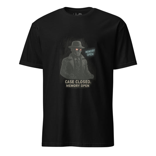 Mecha Noir – Cyberpunk Detective - Short-Sleeve Unisex T-Shirt - Graphic Tee - Black - Front