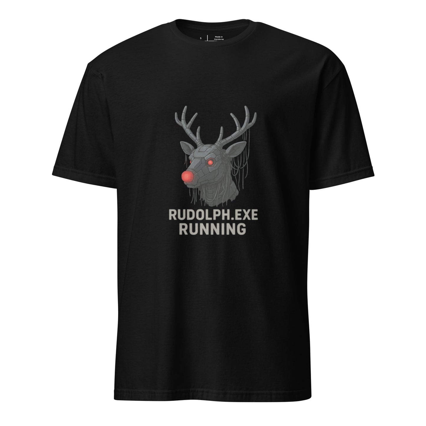 Rudolph.exe - Robotic Reindeer - Short-Sleeve Unisex T-Shirt - Graphic Tee - Black - Front