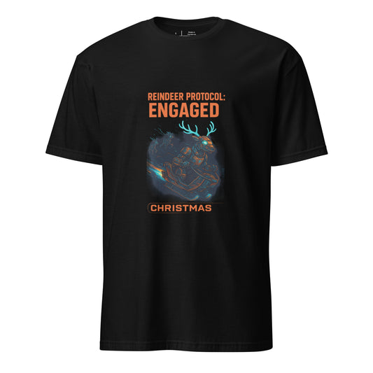 Mecha Reindeer Squadron - Short-Sleeve Unisex T-Shirt - Graphic Tee - Black - Front