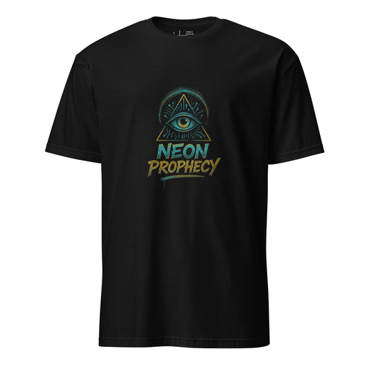Neon Prophecy - Cyberpunk Mysticism - Short-Sleeve Unisex T-Shirt - Graphic Tee - Black - Front