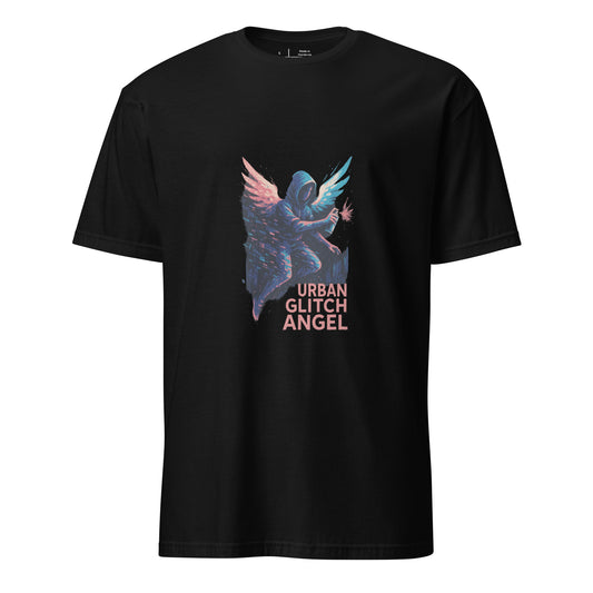 Urban Glitch Angel - Neon Grace - Short-Sleeve Unisex T-Shirt - Graphic Tee - Black - Front