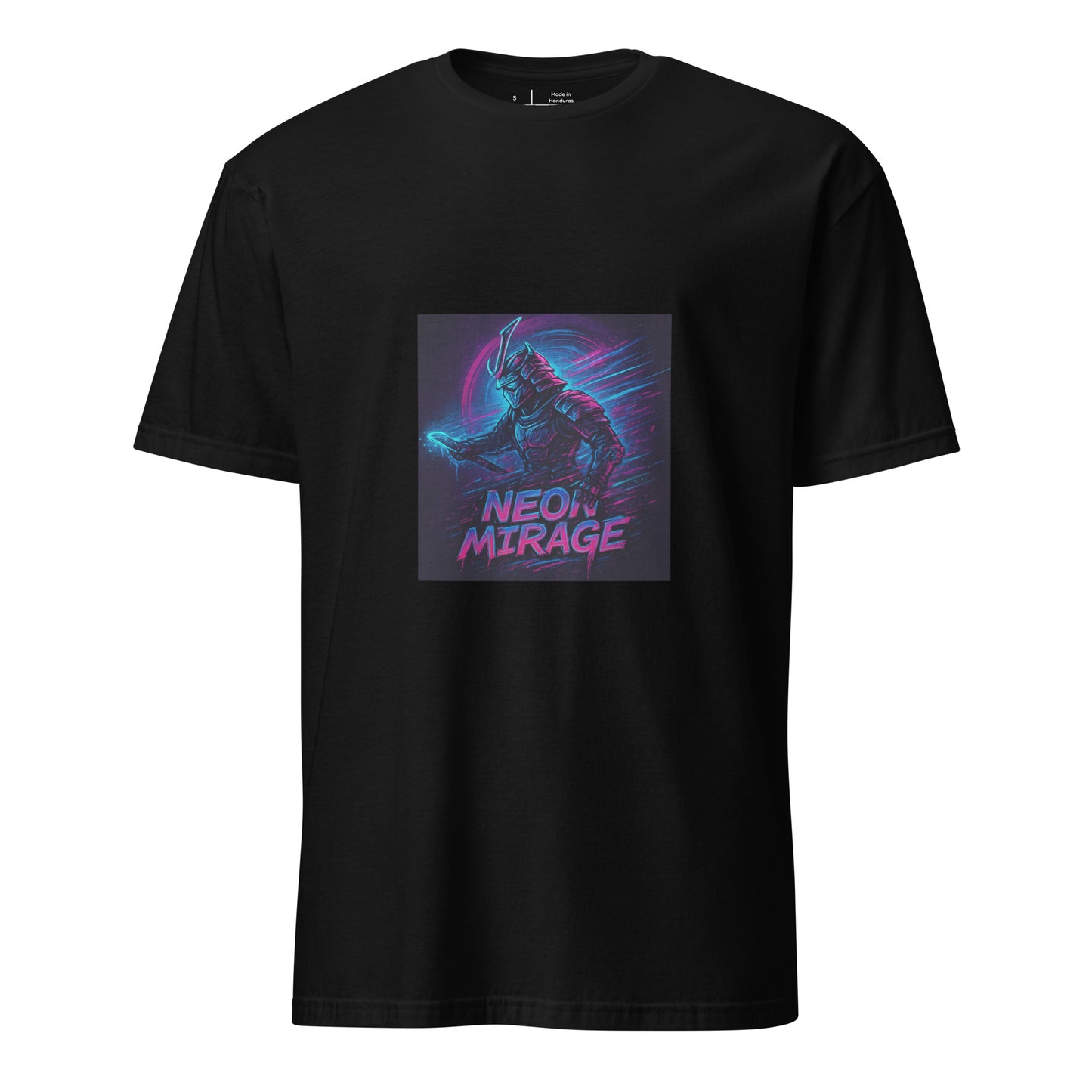 Neon Mirage Samurai - Future Sci-Fi - Short-Sleeve Unisex T-Shirt - Graphic Tee - Black - Front