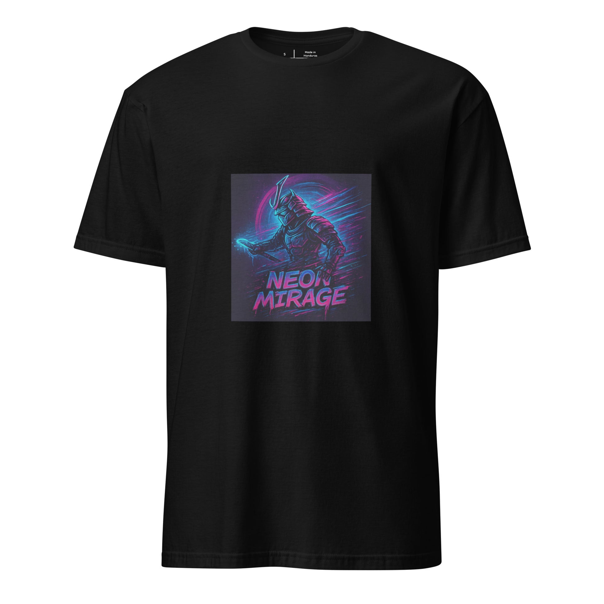 Neon Mirage Samurai - Future Sci-Fi - Short-Sleeve Unisex T-Shirt - Graphic Tee - Black - Front