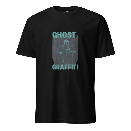 Ghost in the Graffiti - Glitch Apparition - Short-Sleeve Unisex T-Shirt - Graphic Tee - Black - Front