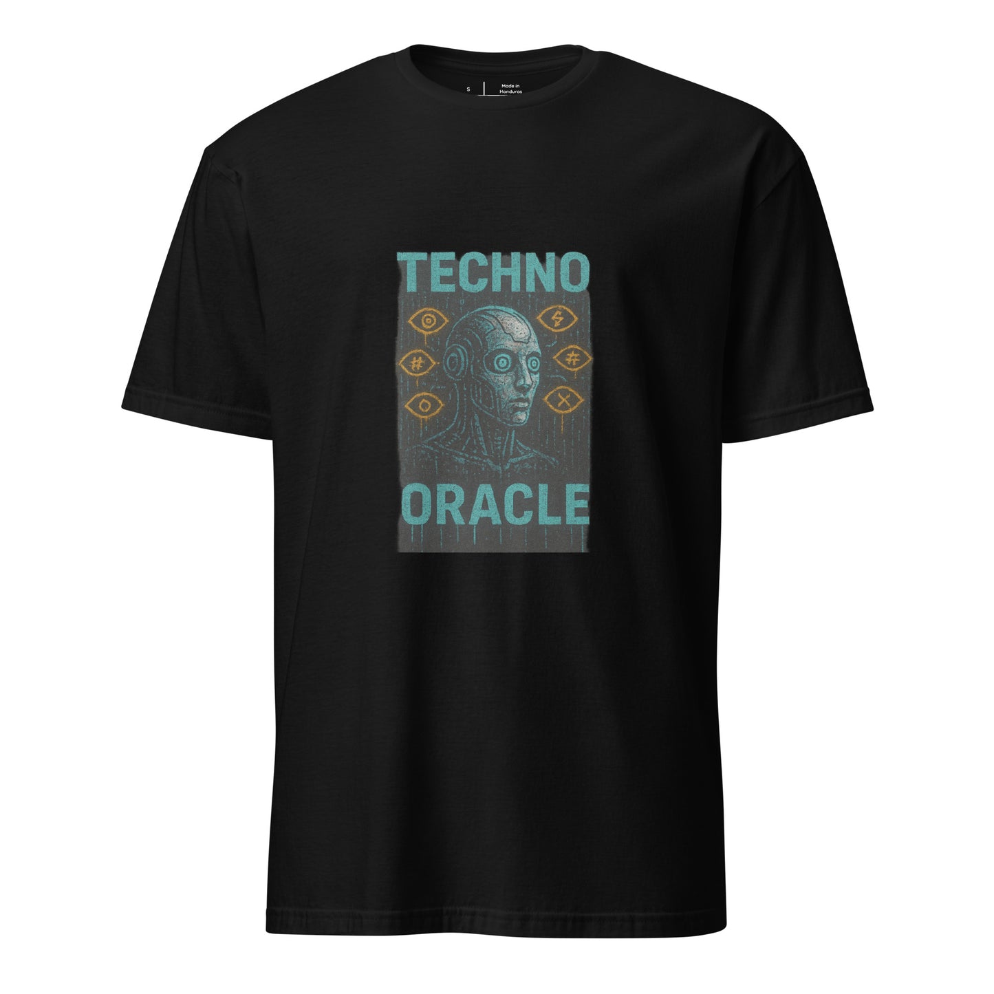 Techno Oracle - Urban Futurism - Short-Sleeve Unisex T-Shirt - Graphic Tee - Black - Front