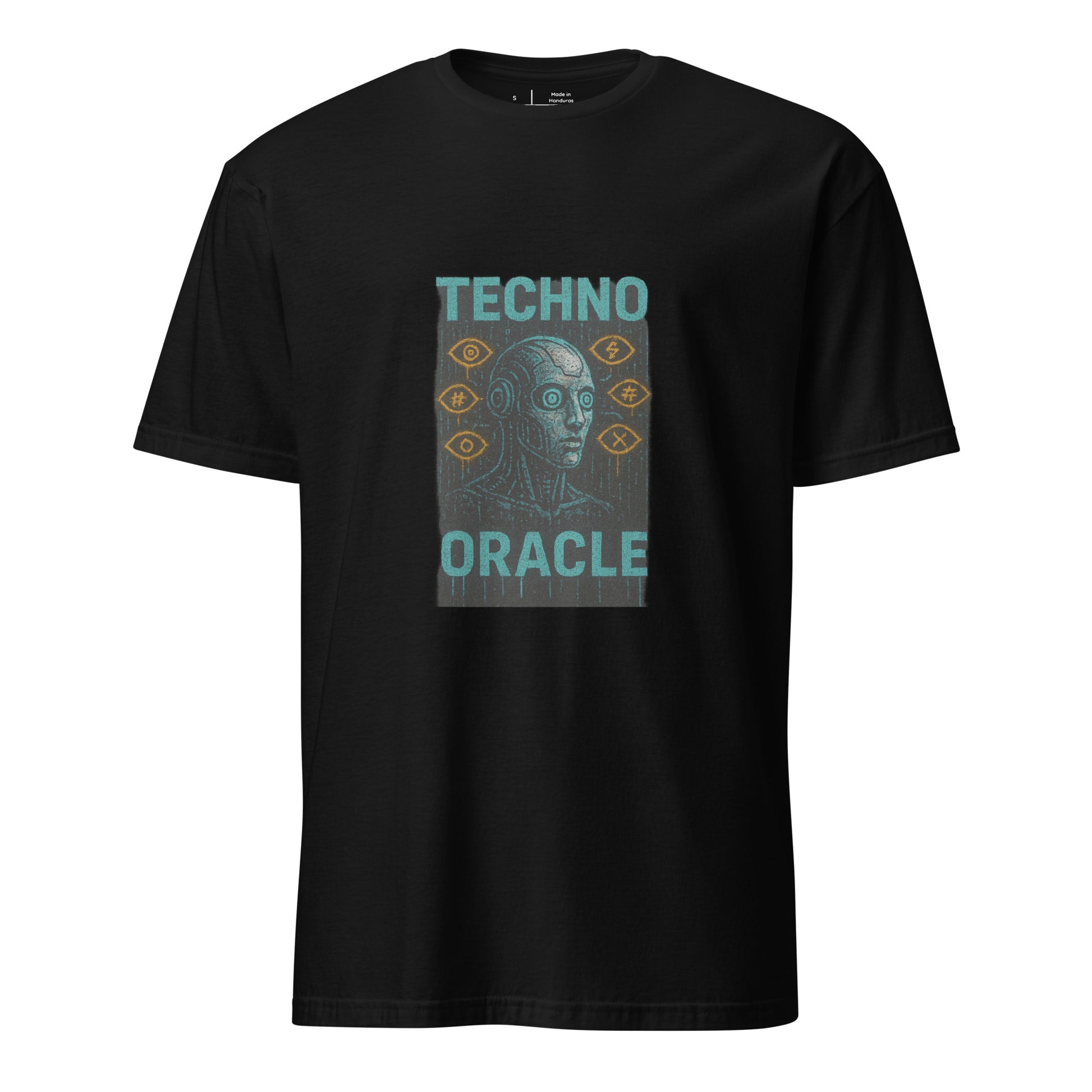 Techno Oracle - Urban Futurism - Short-Sleeve Unisex T-Shirt - Graphic Tee - Black - Front