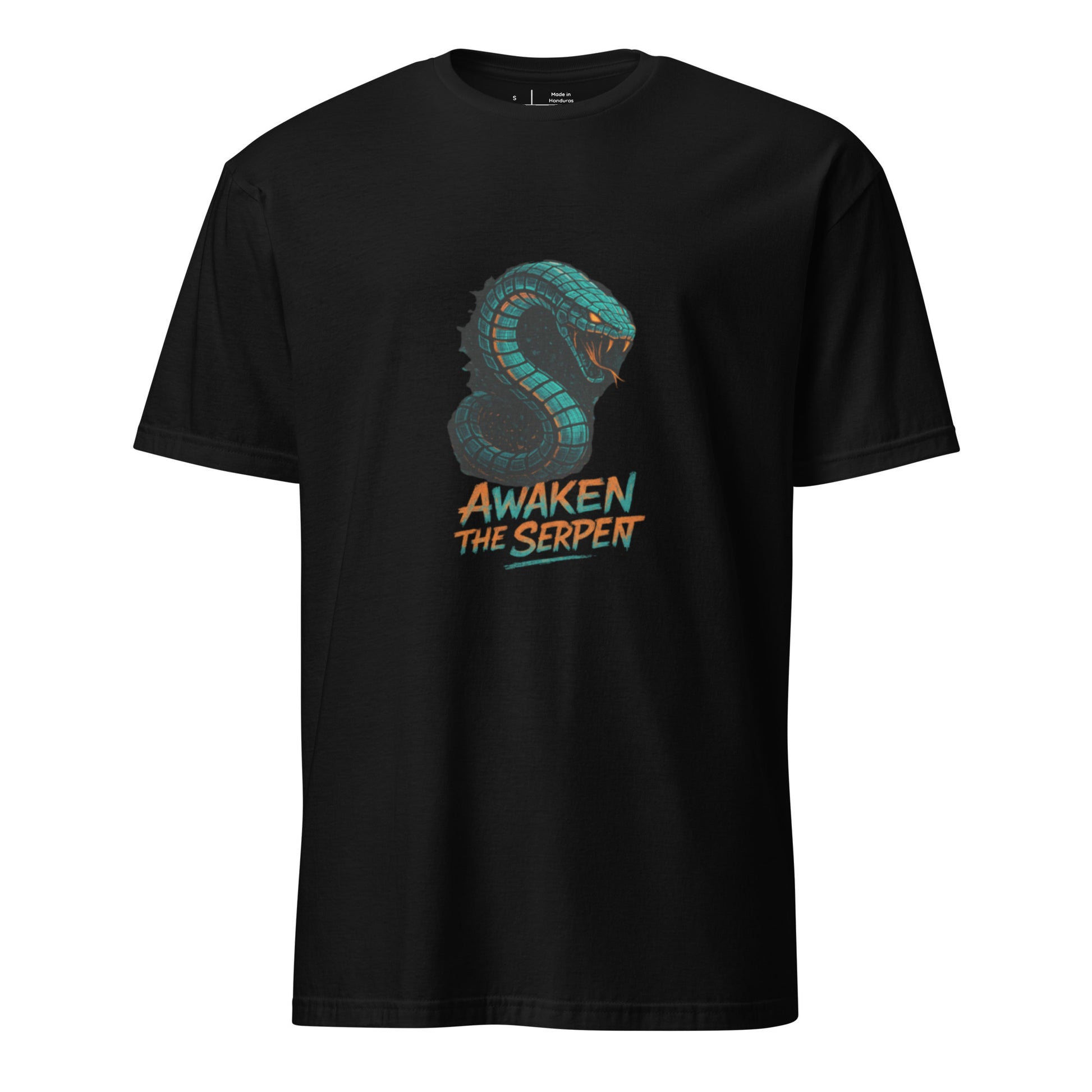 Cyber Serpent - Digital Awakening - Short-Sleeve Unisex T-Shirt - Graphic Tee - Black - Front