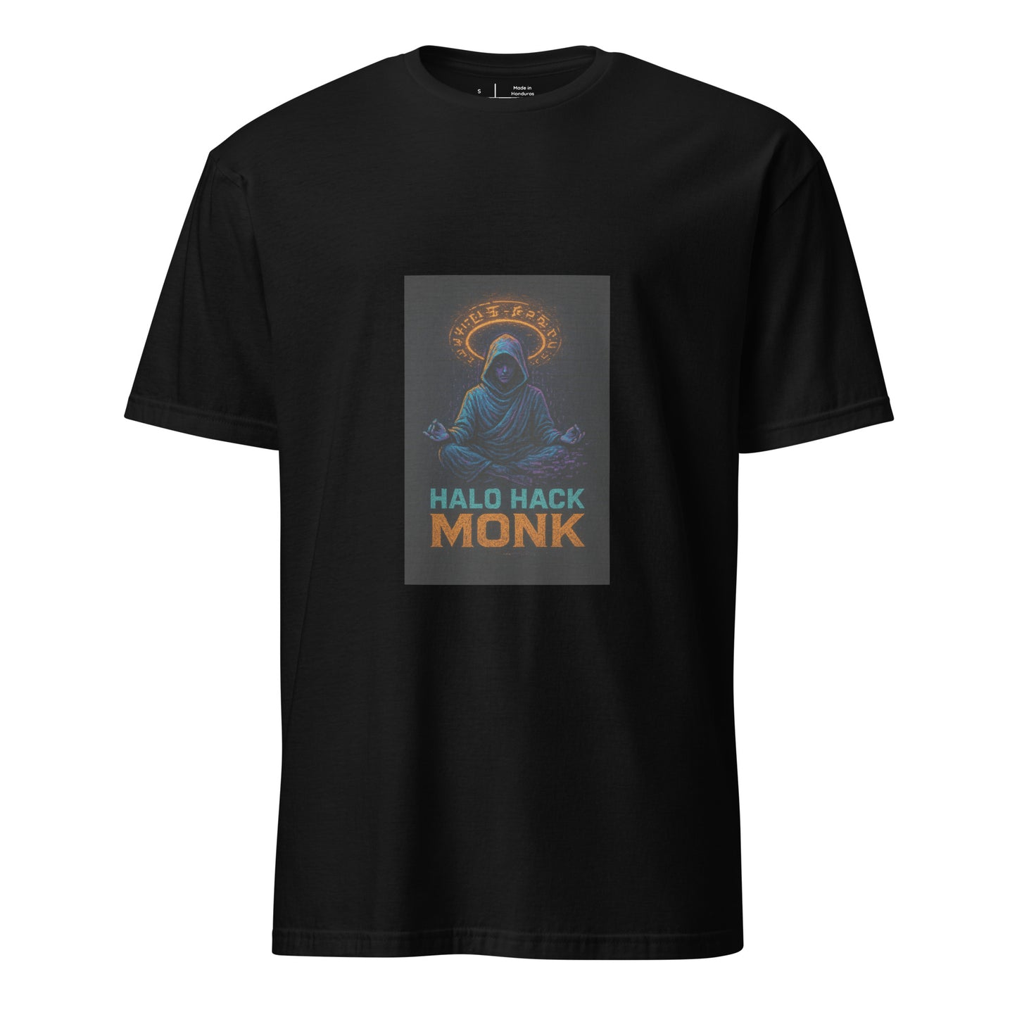 Halo Hack Monk - Digital Calm - Short-Sleeve Unisex T-Shirt - Graphic Tee - Black - Front