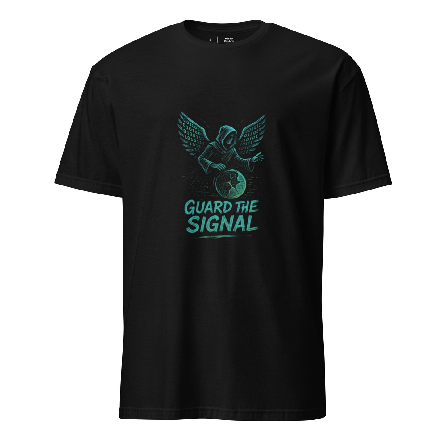 Binary Wing Shepherd - Digital Guardian - Short-Sleeve Unisex T-Shirt - Graphic Tee - Black - Front
