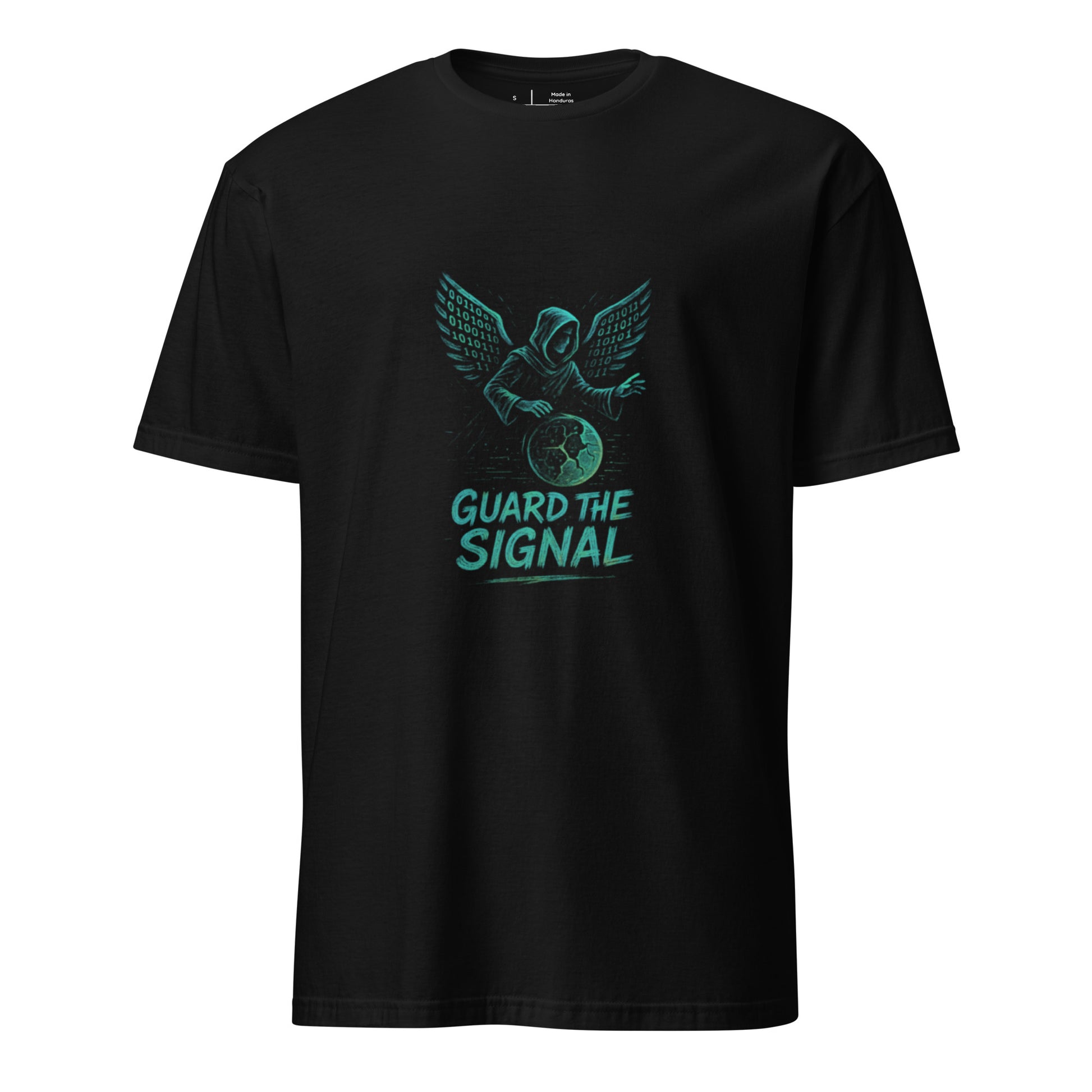 Binary Wing Shepherd - Digital Guardian - Short-Sleeve Unisex T-Shirt - Graphic Tee - Black - Front