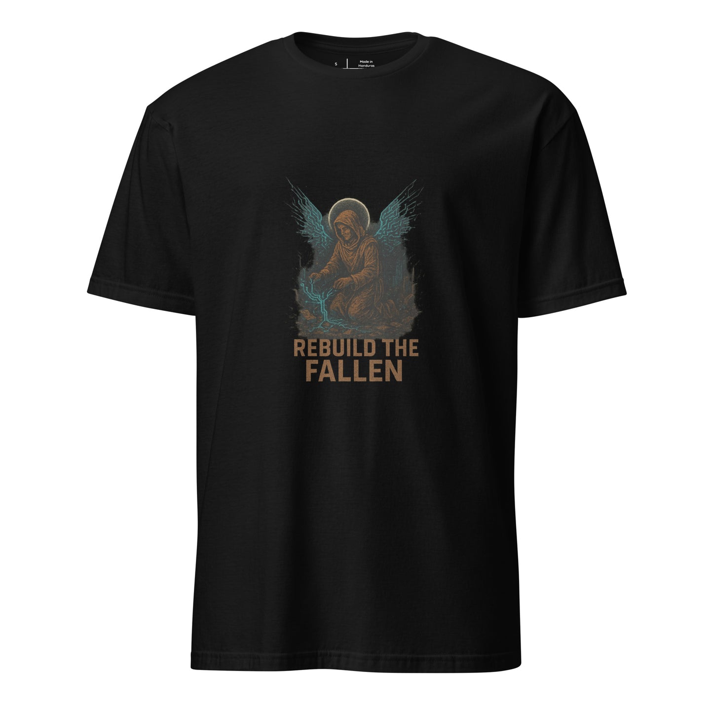 Digital Saint of Ruins - Cyber Faith - Short-Sleeve Unisex T-Shirt - Graphic Tee - Black - Front