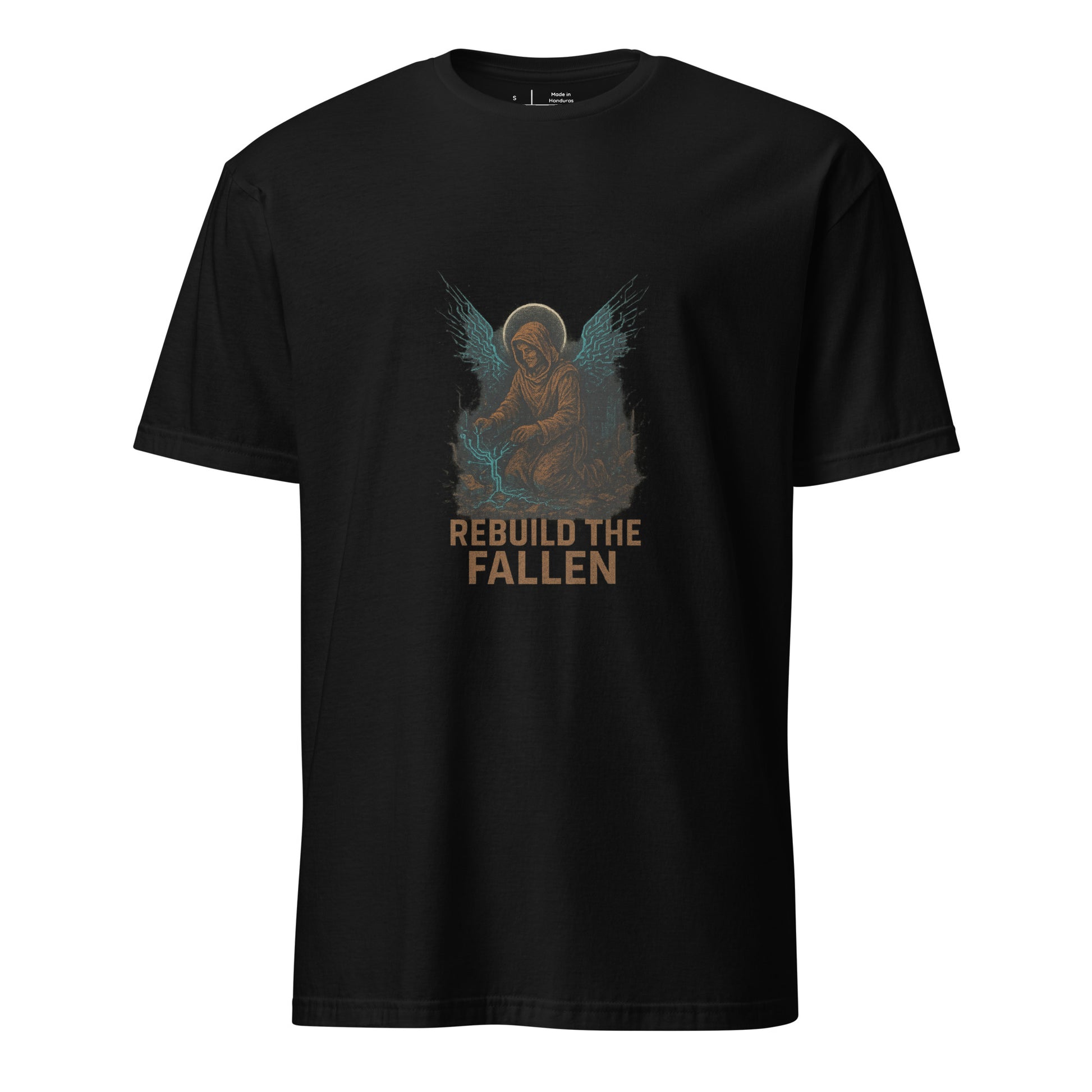 Digital Saint of Ruins - Cyber Faith - Short-Sleeve Unisex T-Shirt - Graphic Tee - Black - Front