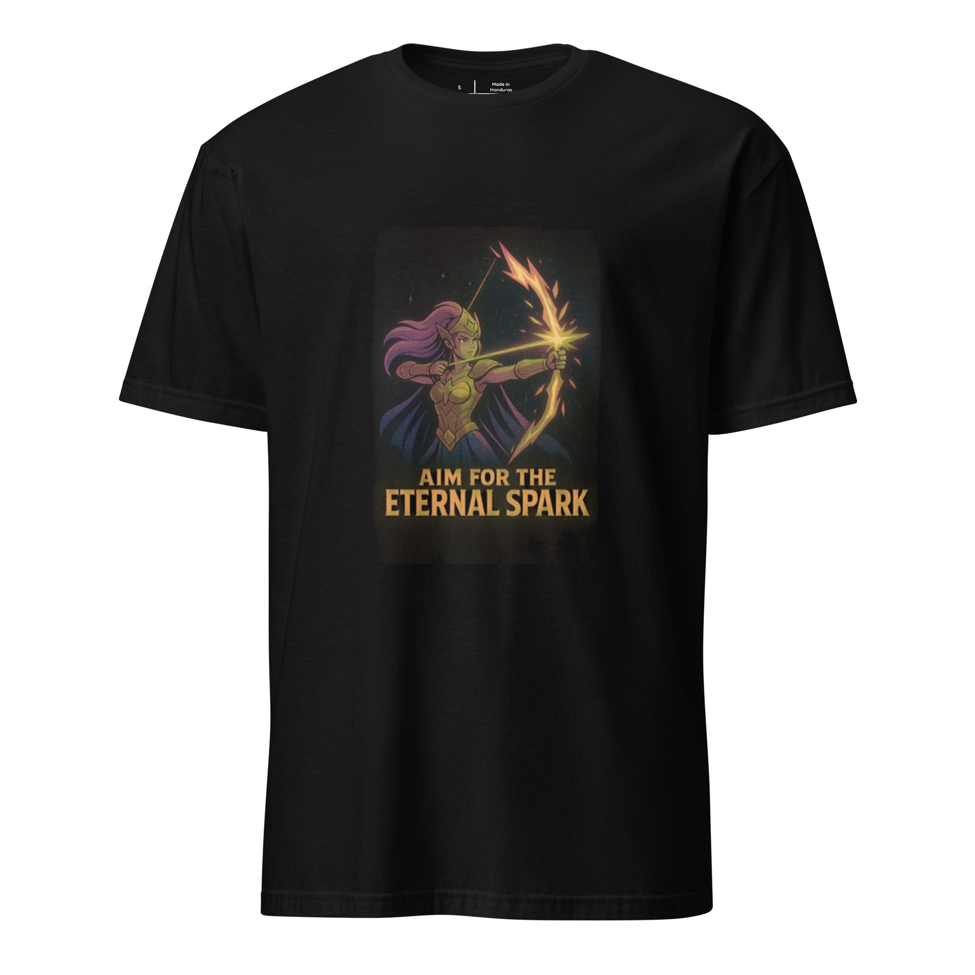 Solar Nova Huntress – “Aim for the Eternal Spark.” - Short-Sleeve Unisex T-Shirt - Graphic Tee - Black - Front