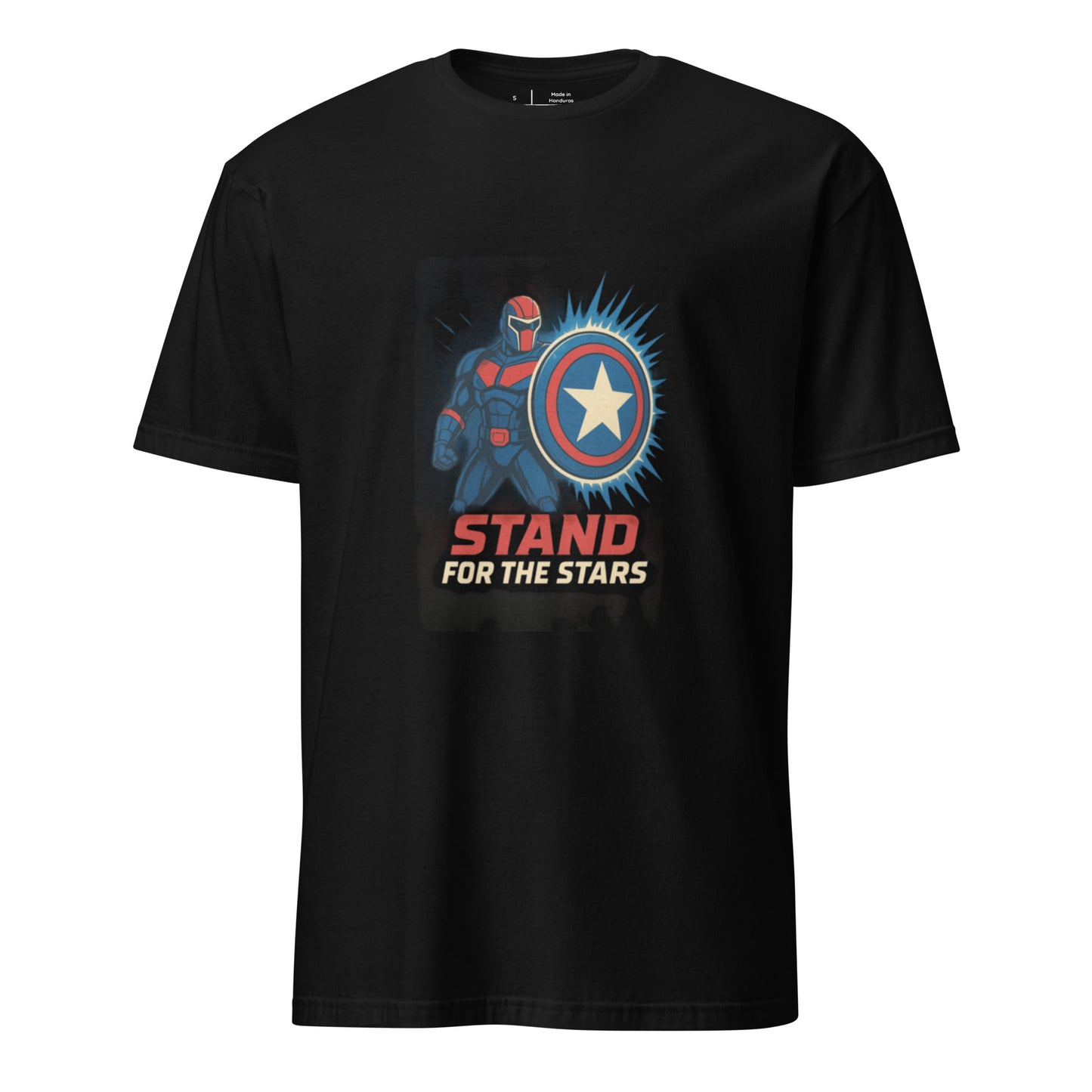 Galactic Sentinel Overwatch – “Stand for the Stars.” - Short-Sleeve Unisex T-Shirt - Graphic Tee - Black - Front