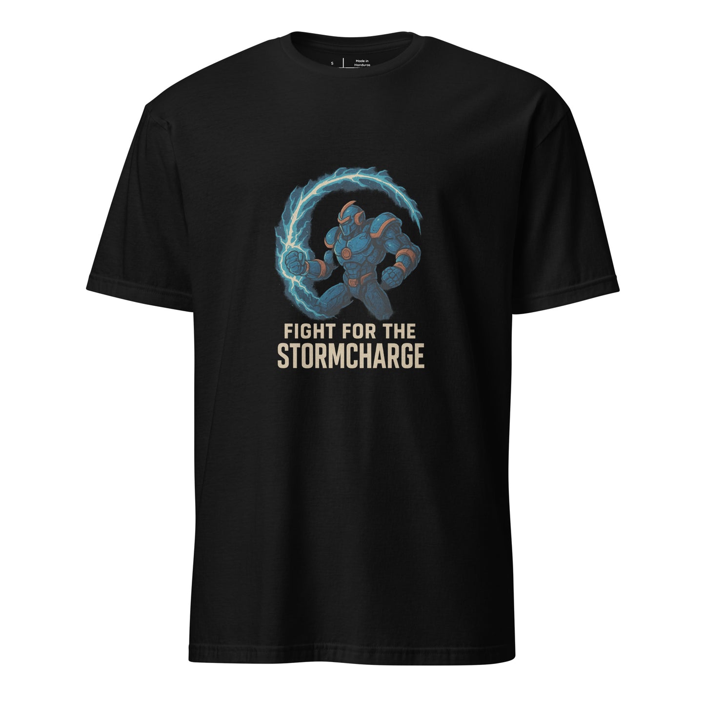 Arcstorm Gladiator – “Fight for the Stormcharge.” - Short-Sleeve Unisex T-Shirt - Graphic Tee - Black - Front