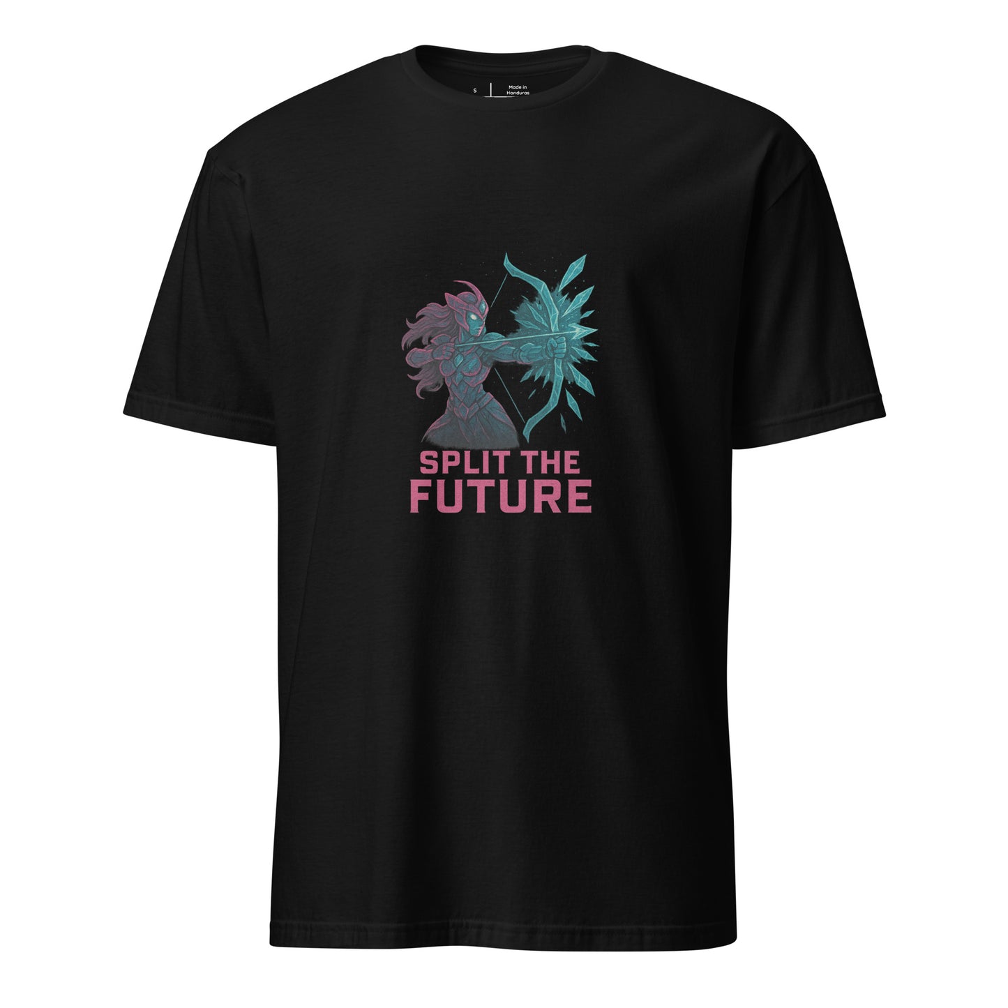 Quantum Prism Huntress – “Split the Future.” - Short-Sleeve Unisex T-Shirt - Graphic Tee - Black - Front