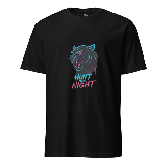 Neon Graff Panther – “Hunt the Night.” - Short-Sleeve Unisex T-Shirt - Graphic Tee - Black - Front