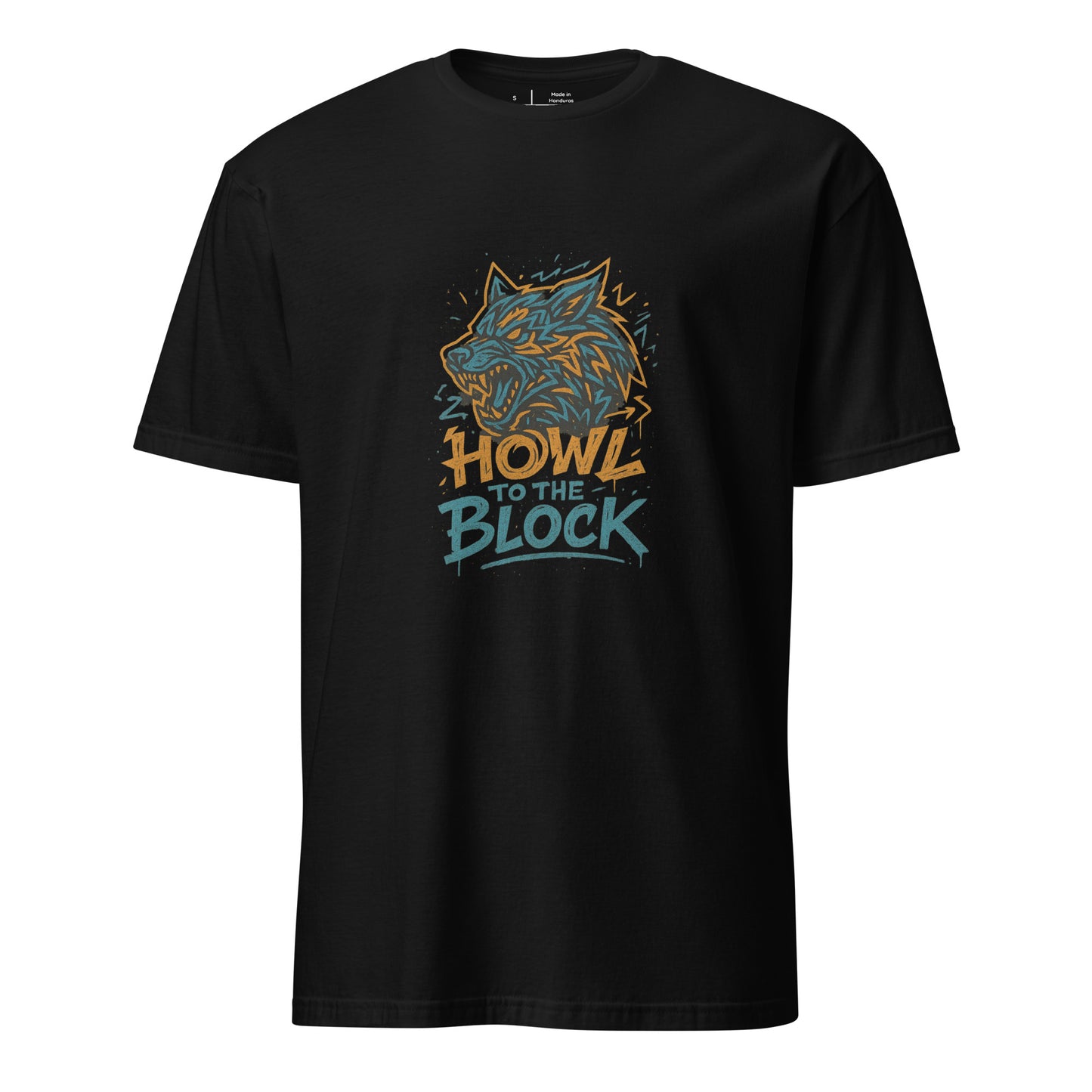 Graffiti Wolf Syndicate – Howl to the Block - Short-Sleeve Unisex T-Shirt - Graphic Tee - Black - Front