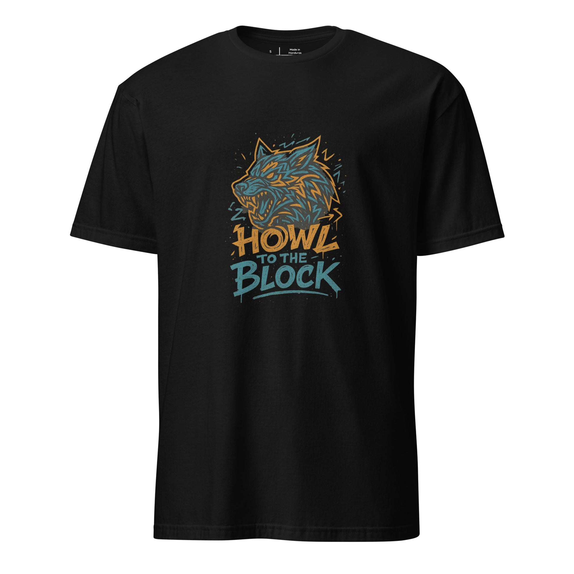 Graffiti Wolf Syndicate – Howl to the Block - Short-Sleeve Unisex T-Shirt - Graphic Tee - Black - Front