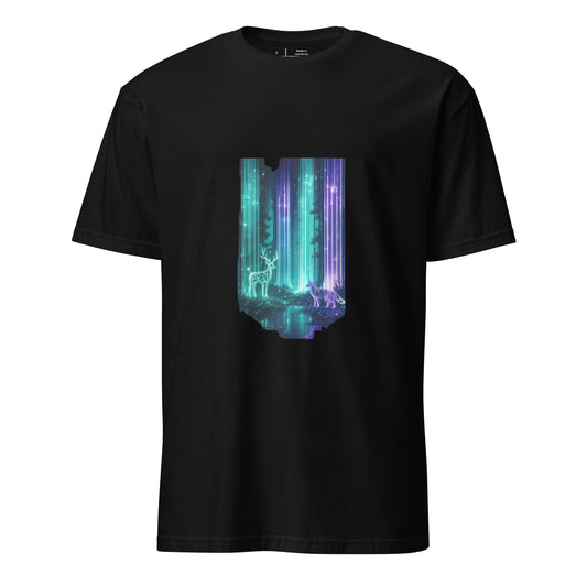 Quantum Forest – Digital Nature Fusion - Short-Sleeve Unisex T-Shirt - Graphic Tee - Black - Front