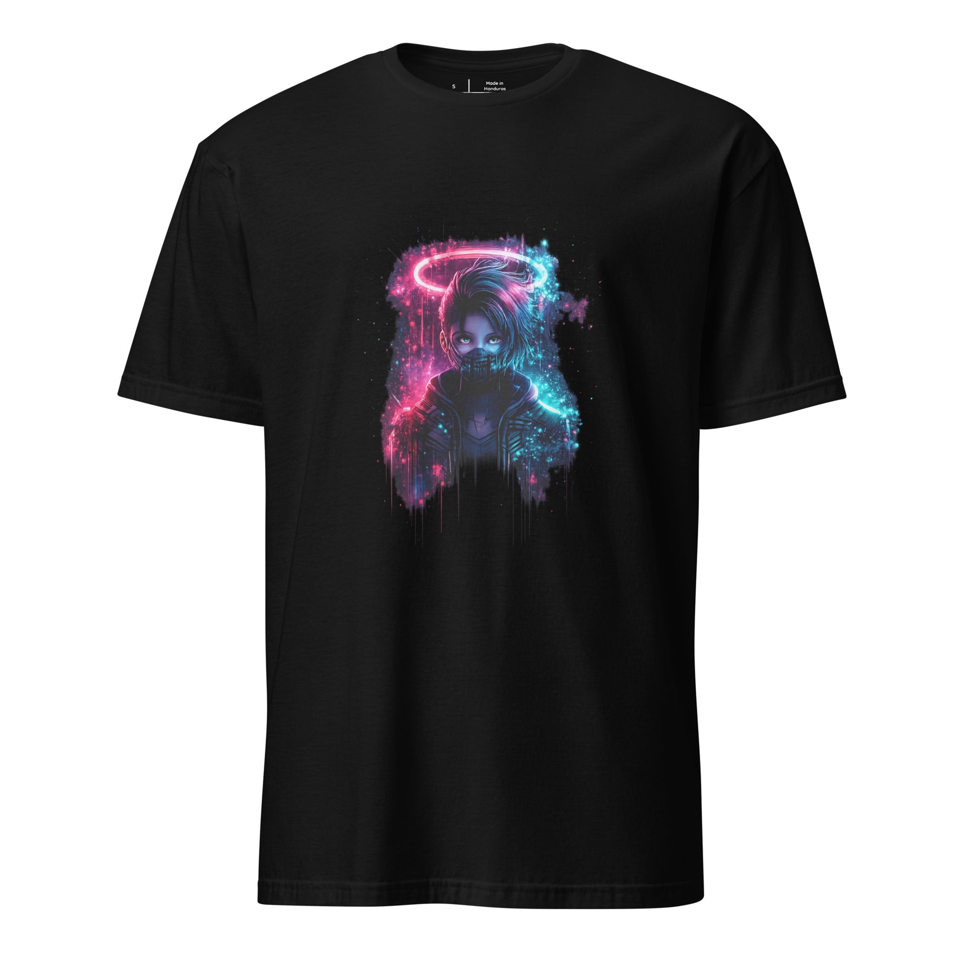 Digital Halo Riot Girl – Neon Graffiti - Short-Sleeve Unisex T-Shirt - Graphic Tee - Black - Front