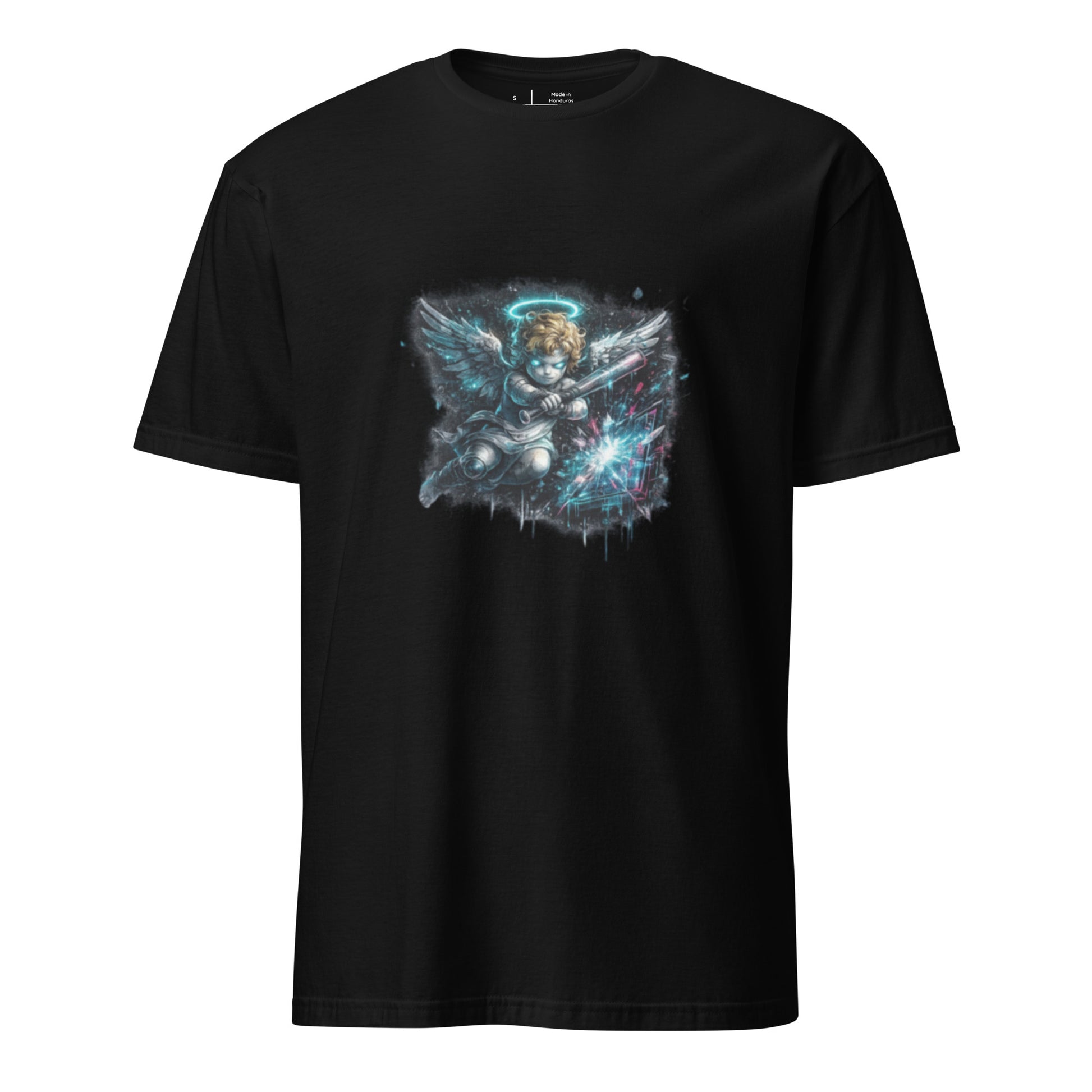 Neon Riot Cherub – Cute Rebellion - Short-Sleeve Unisex T-Shirt - Graphic Tee - Black - Front