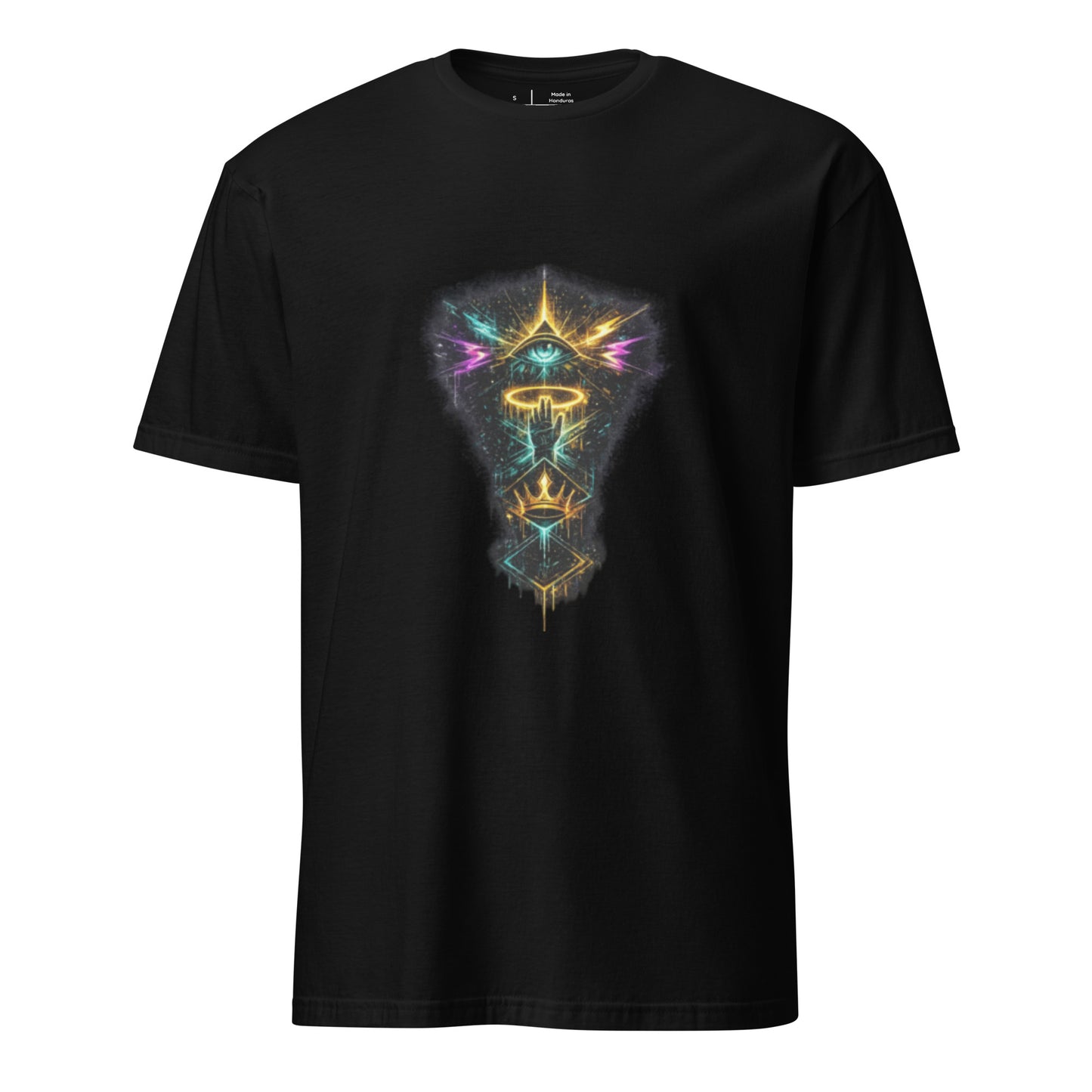 Neon Street Totem – Urban Spirituality - Short-Sleeve Unisex T-Shirt - Graphic Tee - Black - Front