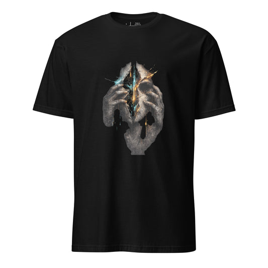 Cover Up Reality Glitch – Futuristic Glitch Art - Short-Sleeve Unisex T-Shirt - Graphic Tee - Black - Front