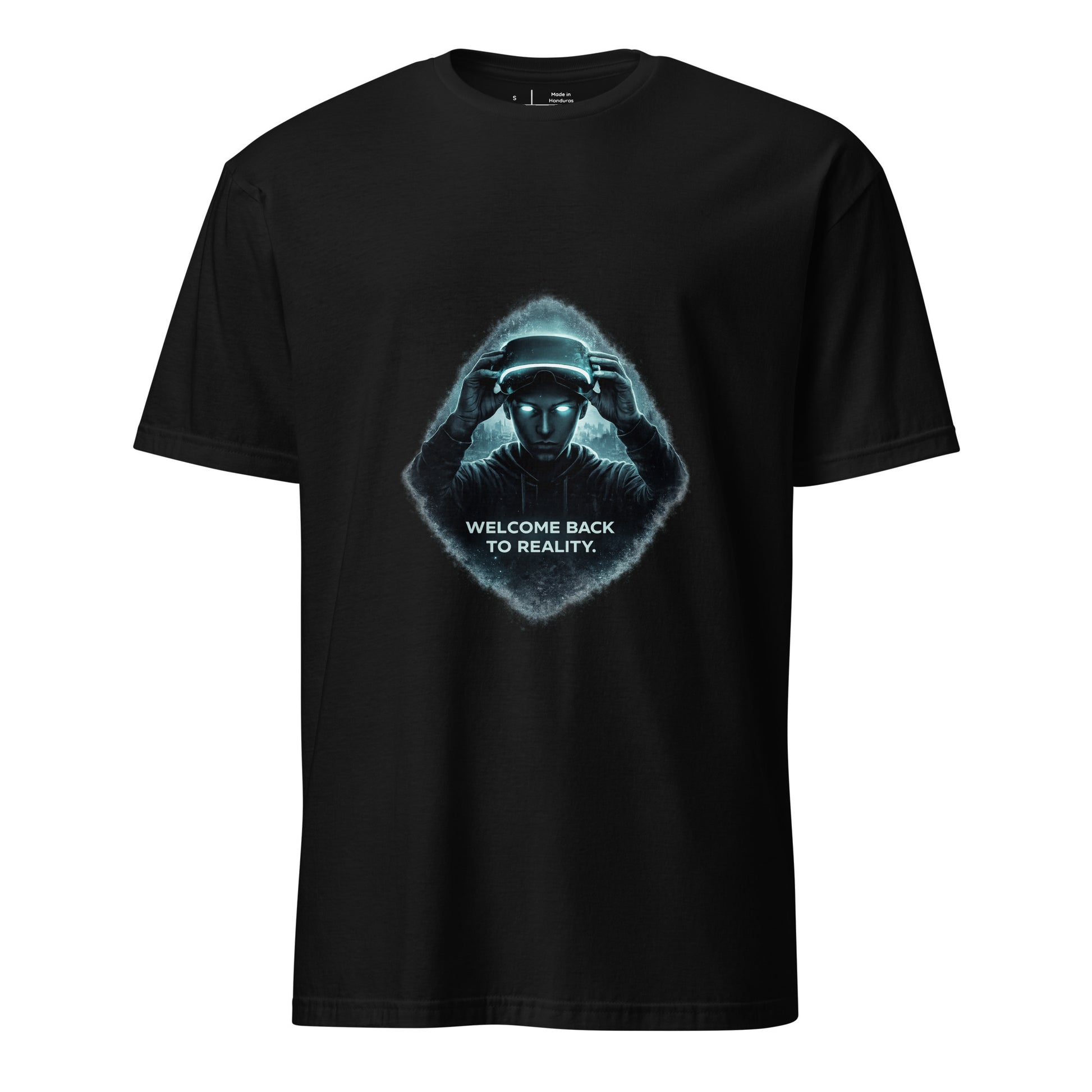 Welcome Back To Reality – Minimal Tech Noir - Short-Sleeve Unisex T-Shirt - Graphic Tee - Black - Front